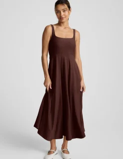 Featherweight At The Ready Square Neck Midi Dress
