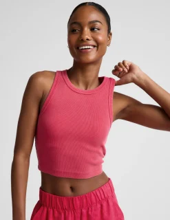 On Repeat Rib High Neck Cropped Tank