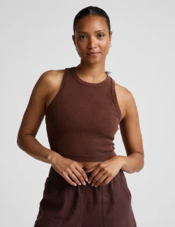 On Repeat Rib High Neck Cropped Tank