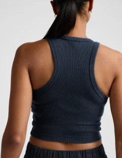 On Repeat Rib High Neck Cropped Tank