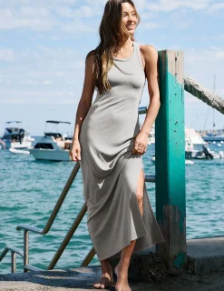 Ribbed High Neck Maxi Dress