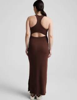 Ribbed High Neck Maxi Dress