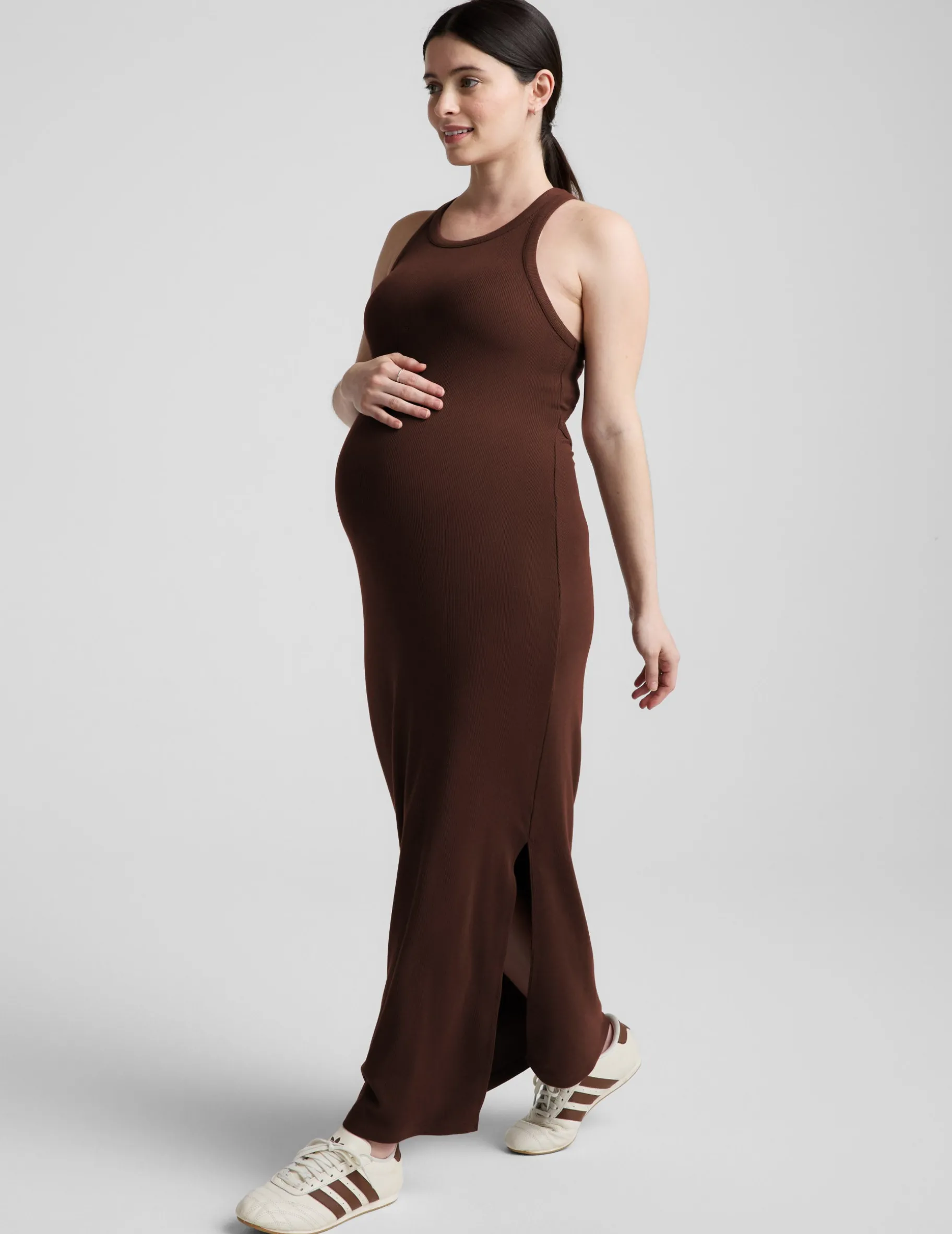 Ribbed High Neck Maxi Dress