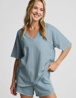 SoftKnit Better Than Ever Oversized V-Neck Cotton Tee