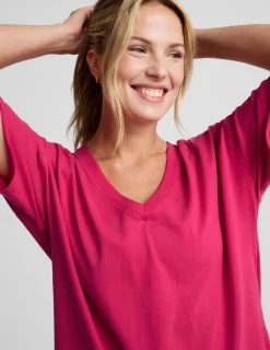 SoftKnit Better Than Ever Oversized V-Neck Cotton Tee