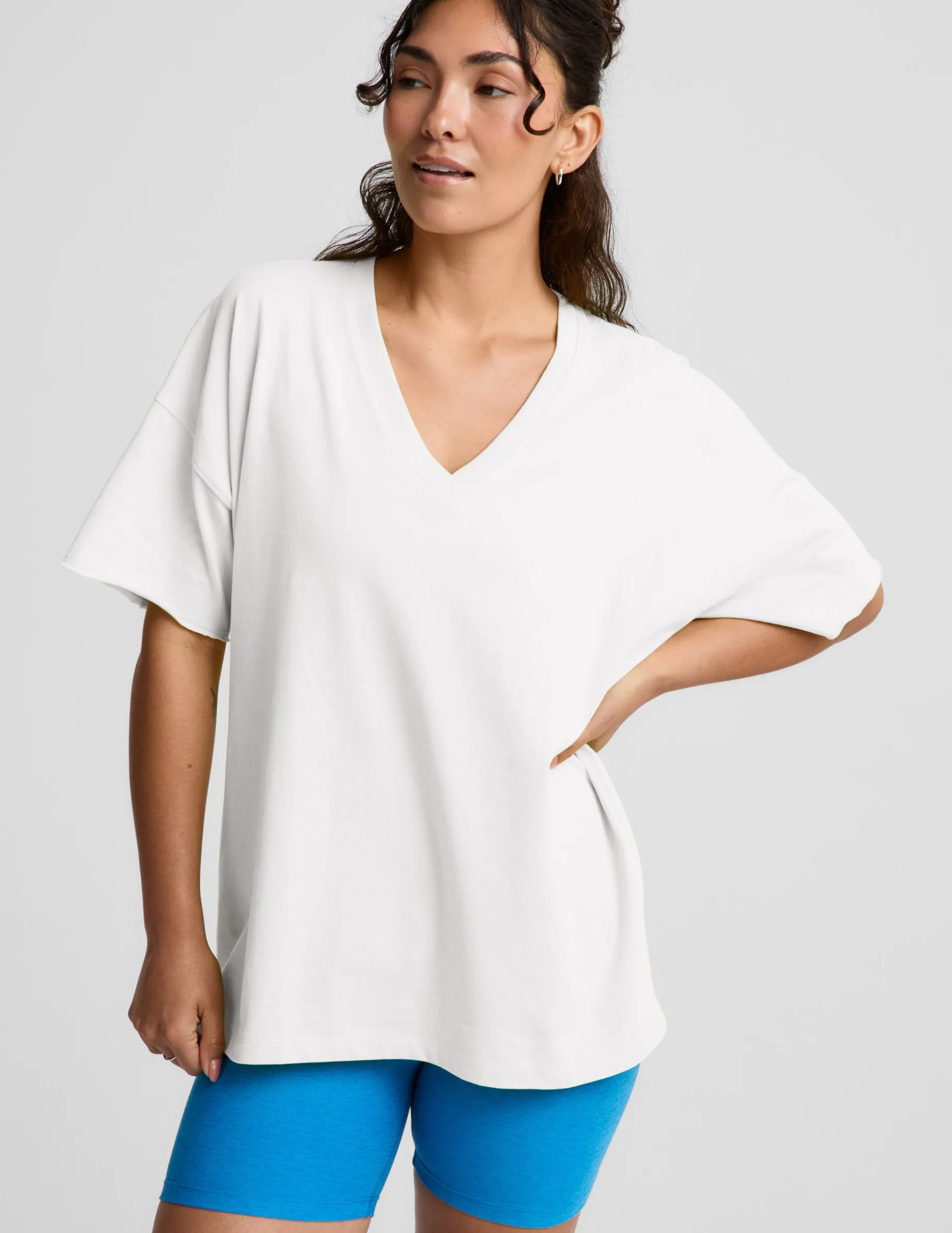 SoftKnit Better Than Ever Oversized V-Neck Cotton Tee